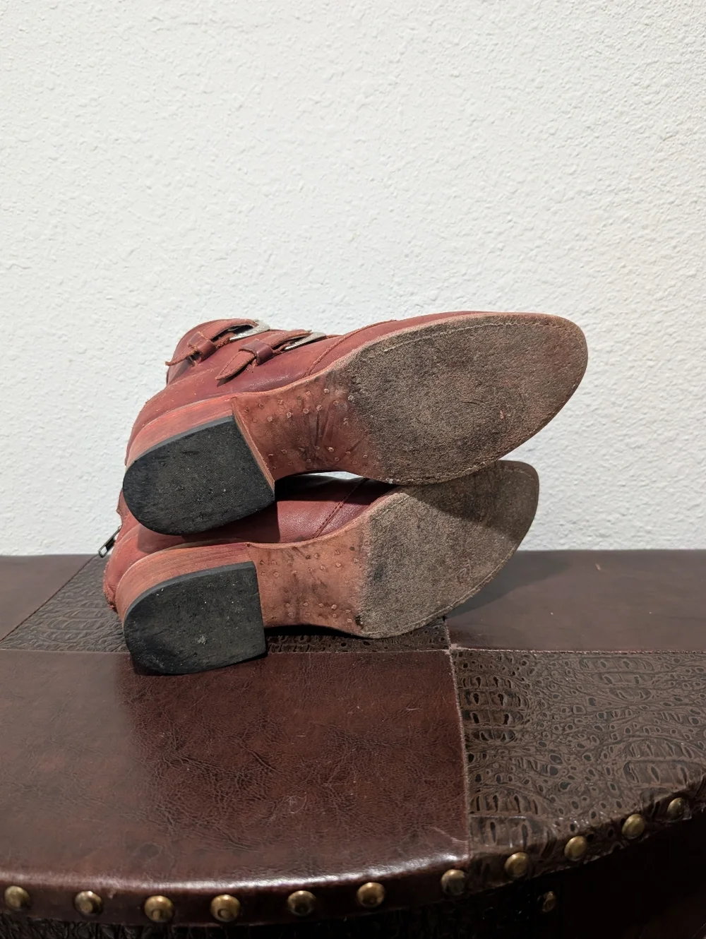 Freebird Saga Distressed Leather Buckle Booties Size 9